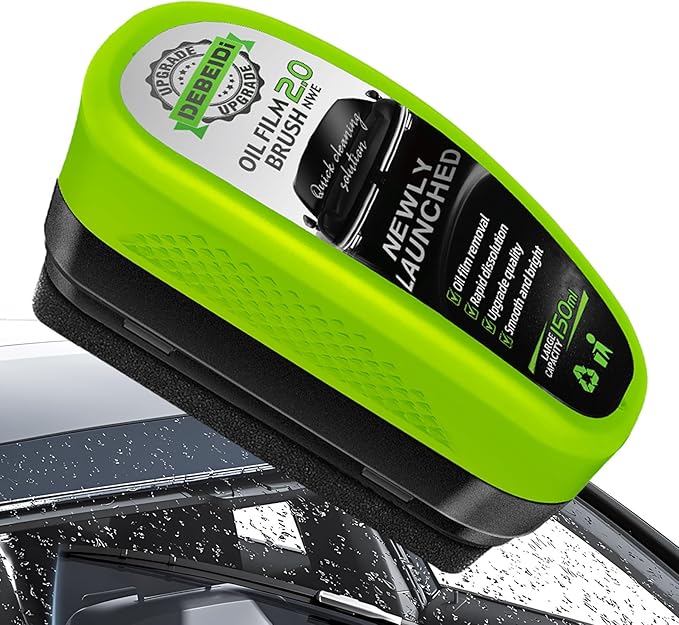 Upgrade Automotive Windshield Oil Film Remover Brush - Reusable, Heavy-Duty Microfiber Scrubber for Stubborn Grime, Bugs, Sap on Car Glass, Windows, Mirrors - Car Glass Cleaning Tool