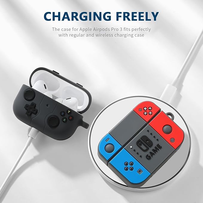 [2Pac] Compatible Airpods Pro 3 Case(2025),Cute Gamepad Design Cases Soft Silicone Protective Cases for Apple AirPods Pro 3rd Generation Case,Airpod Pro 3 Cover with Keychain for Men/Boy