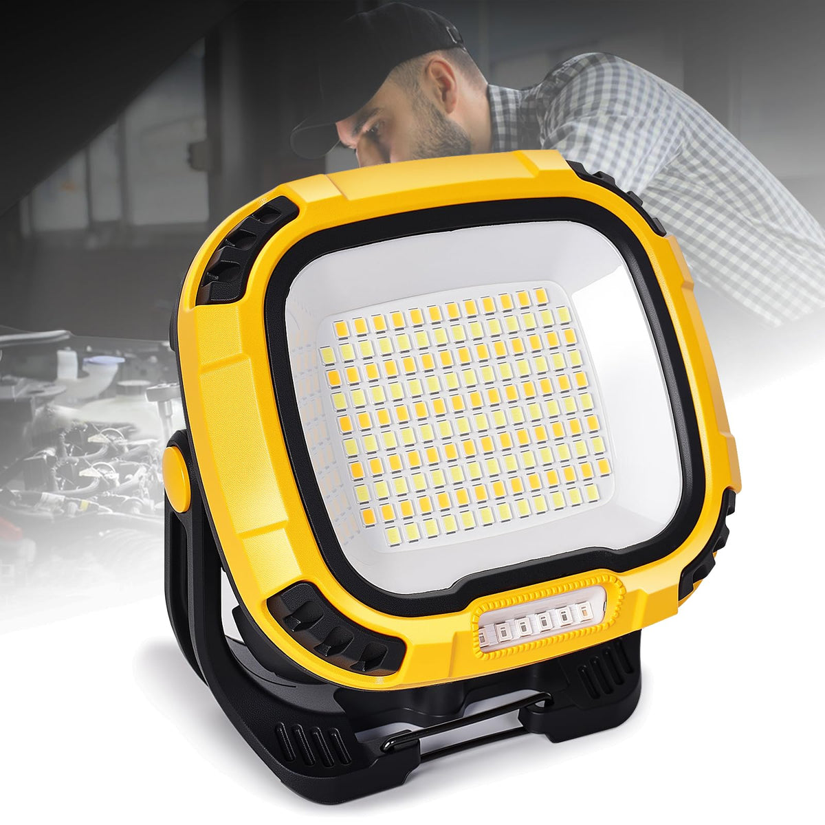 tekstap 6000mAh Magnetic Work Light Rechargeable with 4000 Lumen IP65 Waterproof, 30H Runtime, 4 Brightness & 4 Color Modes with Red SOS, Strong Magnet Base for Car Repair, Camping, Emergency 1PC