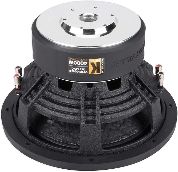 Rockville W12K9D2 K9 V3 12" Car Subwoofer, 4000W Peak/1000W RMS, DVC 2-Ohm, Ultra-Stiff Cone, 28mm Xmax, Chrome Terminals, for Car Audio Systems
