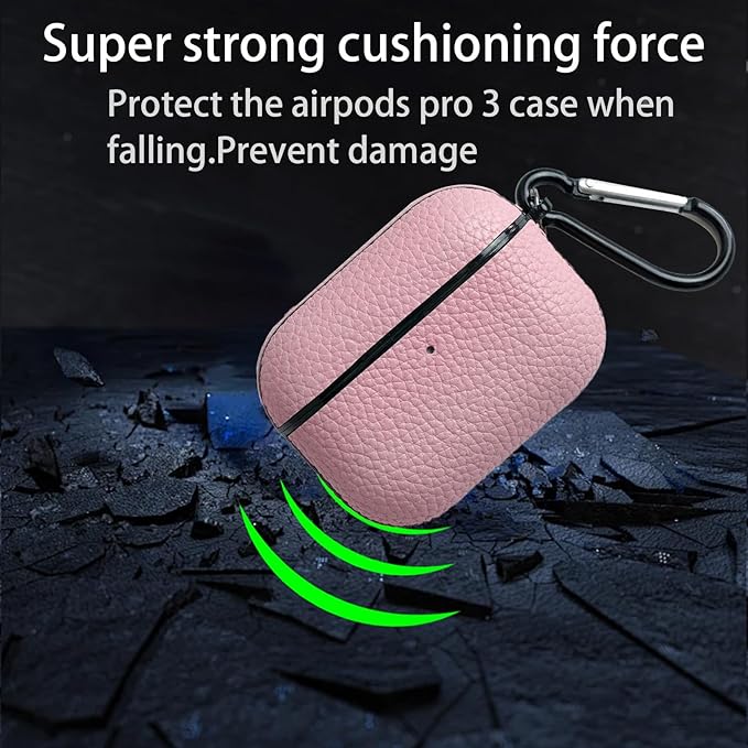 for Leather AirPods Pro 3 Case 2025|Cute Hard Air Pods Pro 3 Case|with Keychain|Retro iPod Airpod 3 Pro Cases for Man Women - Model A2700/A2931(Pink)