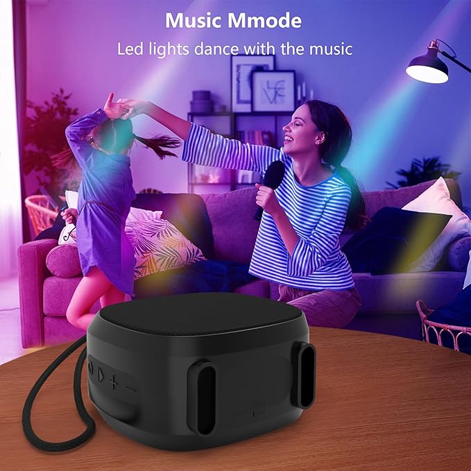 Portable Bluetooth Speakers, RGB Lights TWS Speakers，Wireless IPX5 Waterproof Mini Speaker with Loud Stereo Sound,15 Hours Playtime, Rechargeable Battery, Black.