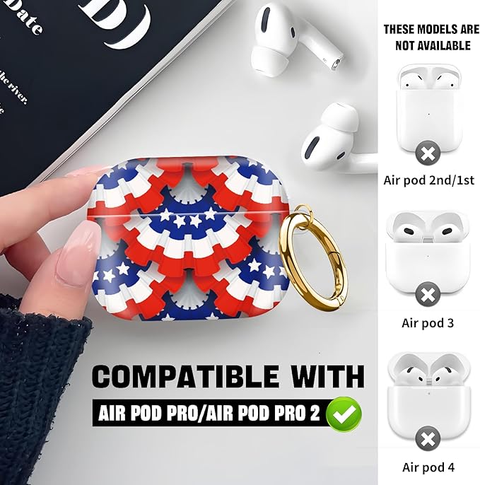 Compatible with AirPod Pro 2nd//1st Generation Case Cover with Key Chain,Full Protective Shockproof Wireless Headphone Case for Airpod Pro 2023/2022/2019（Red and Blue）