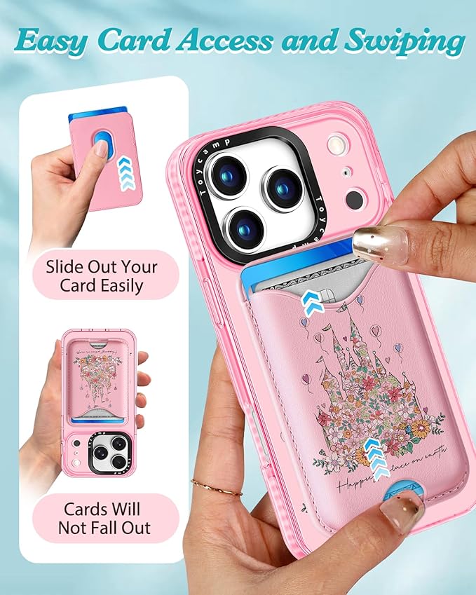 Toycamp for iPhone 17 Pro Max Case - Compatible with Magsafe Credit Card Holder Wallet Magnetic Cute Women Teen Girls Kawaii Girly Unique Castle Design Phone Cover for Apple 17 Promax