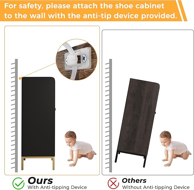 JASIWAY Rattan Shoe Cabinet Storage for Entryway, Shoe Cabinet with Adjustable Shelves for Entryway, 5-Tier, 20 Pair Shoe Rack Storage for Hallway, Closet, Living Room, Black
