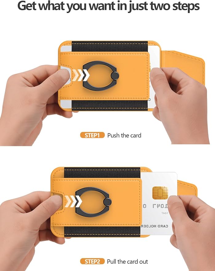 For Magsafe Wallet with Grip, 6-Card Holder, Stronger Magnetic Card Wallet Holder for iPhone 17/16/15, iPhone 14/13/12 Series, Leather Magnetic Phone Wallet with Privacy Flap, RFID Blocking, Yellow