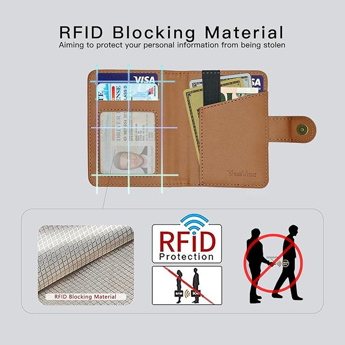 for MagSafe Wallet Magnetic Card Holder for MagSafe Phones and Cases,Strong Magnetic Wallet for iphone 12-17 Series,RFID Blocking Phone Wallets Hold 5 Cards,Strap Stand,Leather Brown