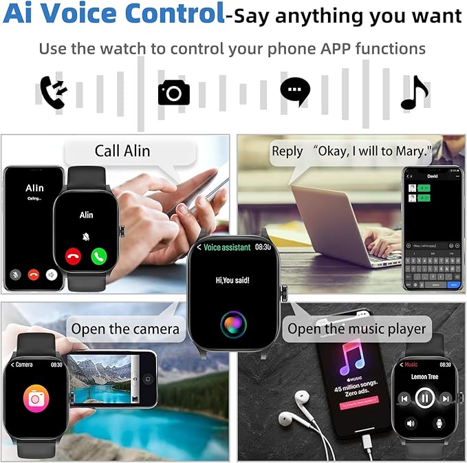 Smart Watch (Answer/Make Call), 1.85" Smartwatch for Android Phones and iPhone with Heart Rate,Sleep Monitor,Pedometer, 100+Sports Fitness Watch, IP68 Waterproof Fitness Tracker for Men Women