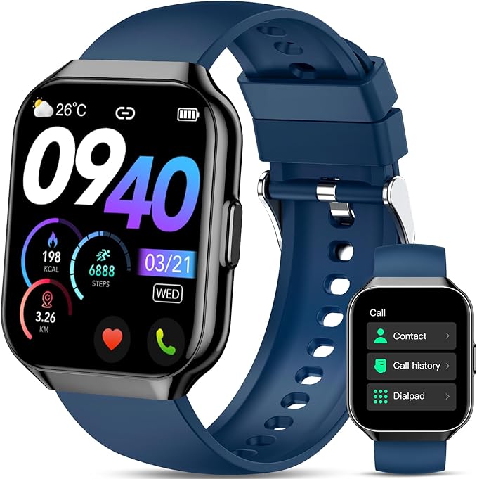 Smart Watch, 1.96" TFT-LCD Smartwatch for Men Women IP68 Waterproof, 110+Sport Modes, Fitness Activity Tracker, Heart Rate Monitor Sleep Step Counter for Android iPhone, Midnight Blue