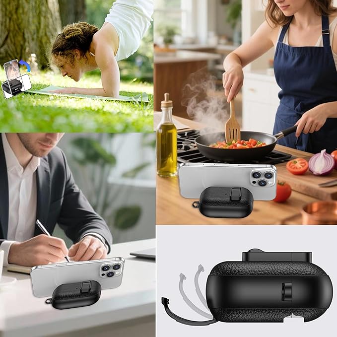 for Leather AirPods Pro 3 Case 2025| Cute Air Pods Pro 3 Case with Lock(Model A2700/A2931) | with Phone Holder & Keychain | Airpods Pro3 Cases for Man Women(Black)
