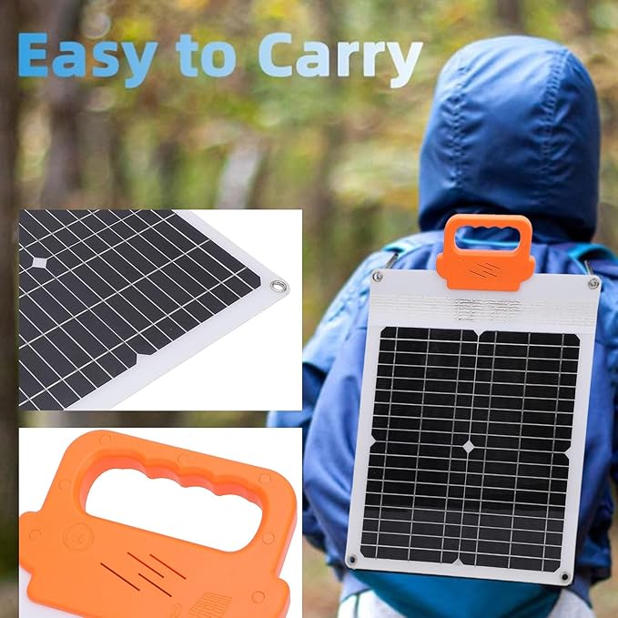 FTVOGUE 20W Portable Solar Panel Charger Monocrystalline Solar Panel with USB C Output for Outdoor Travel Camping and Emergency Power