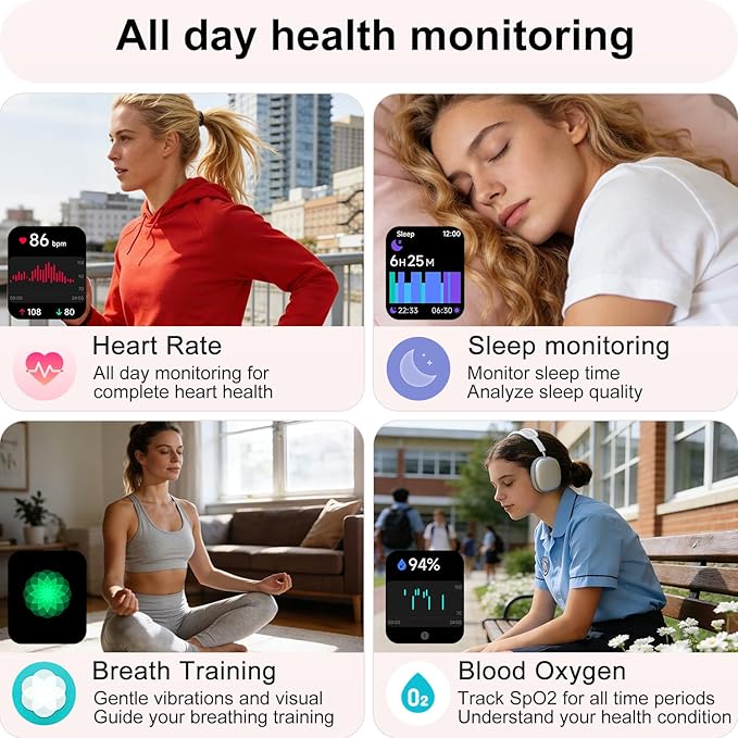 Smart Watch with Alexa & Bluetooth Calling-1.83" HD Touchscreen Fitness Watch, Fitness Tracker w/Heart Rate/Sleep Monitor, 30-Day Standby, 120+ Sports Modes, IP68 Waterproof Smartwatch for Android iOS