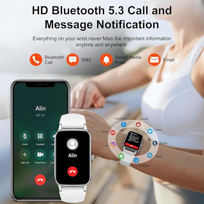 Smart Watch for Men Women, 1.57" Smartwatch (Answer/Make Call), 2025 NEW Fitness Tracker with 110 Sport Modes, Heart Rate/Sleep Monitor, IP68 Waterproof, Pedometer, Fitness Watch for Android iOS White