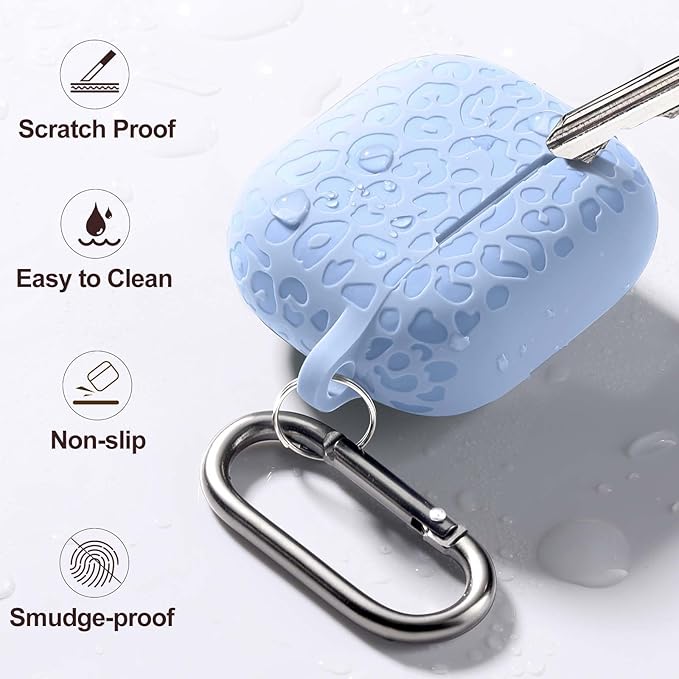Leopard Engraved for AirPods 4 Case Cover 2024,Soft Silicone Protective Case Compatible with Apple AirPods 4th Generation Case for Women,Cute AirPod 4 Case Accessories with Keychain,Lalic