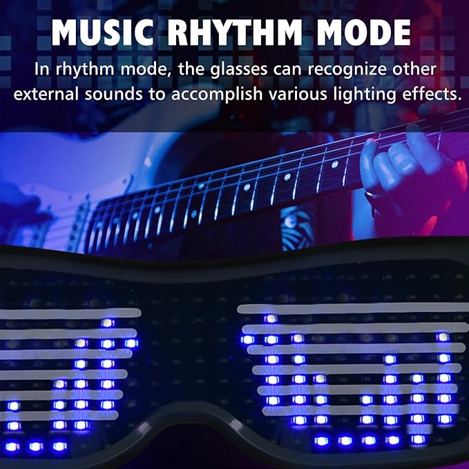 LED Glasses,light Up Glasses, Customizable Bluetooth LED Glasses, Halloween Glasses for Party, APP Control LED Display Smart Glasses for Nightclub, Festivals, Raves, Christmas for Adults over 18