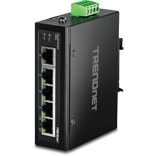 TRENDnet 5-Port Industrial Gigabit Ethernet DIN-Rail Switch, TI-G50
