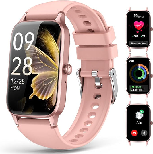 Fitness Tracker for Women Men, Activity Smart Watch Compatible with Android iPhone, Step Counter with 110+ Sports, Sleep Monitor, Calorie Counter, IP68 Waterproof (Pink, 1.57)