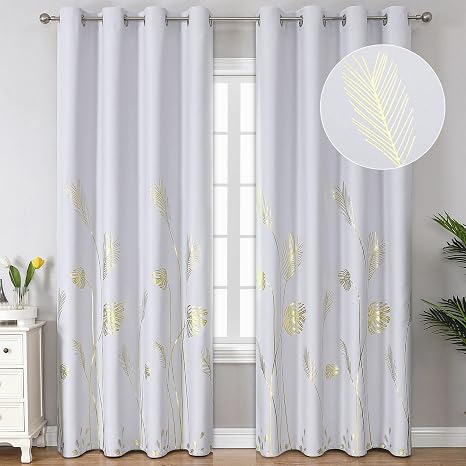 Estelar Textiler Greyish White Patterned Curtains for Living Room 52Wx84L