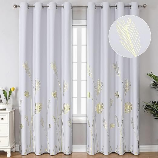 Estelar Textiler Greyish White Patterned Curtains for Living Room 52Wx84L