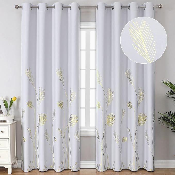 Estelar Textiler Greyish White Patterned Curtains for Living Room 52Wx84L