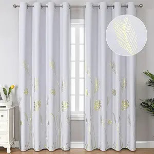 Estelar Textiler Greyish White Patterned Curtains for Living Room 52Wx84L