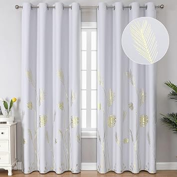 Estelar Textiler Greyish White Patterned Curtains for Living Room 52Wx84L