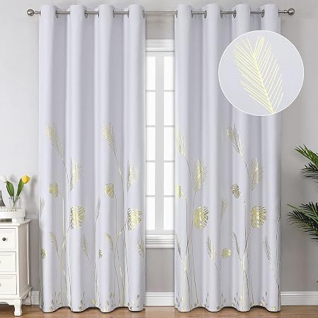 Estelar Textiler Greyish White Patterned Curtains for Living Room 52Wx84L