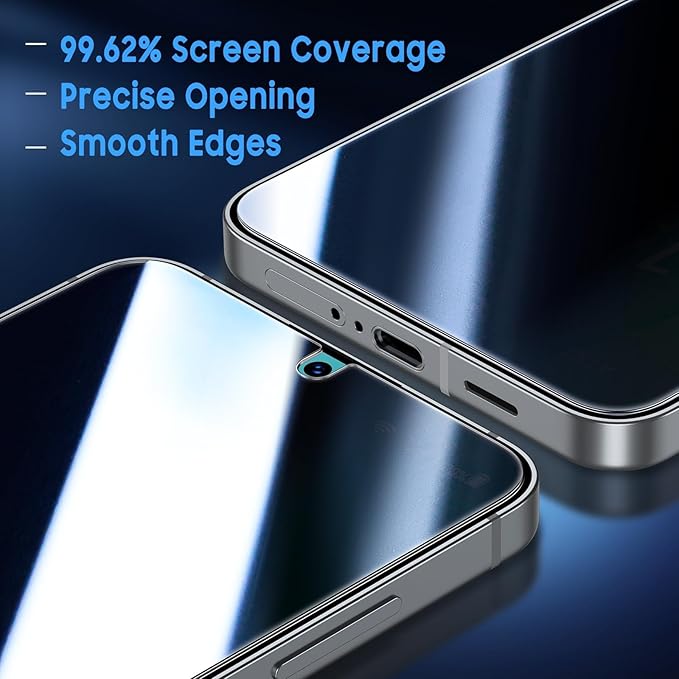 Uyiton UnBreak-Glass for Samsung Galaxy S24/S25 Privacy Screen Protector, [Ultrasonic Fingerprint Support][Auto-Alignment Frame] Scratch-Resistant Bubble-Free Tempered Glass Screen-2 Pack
