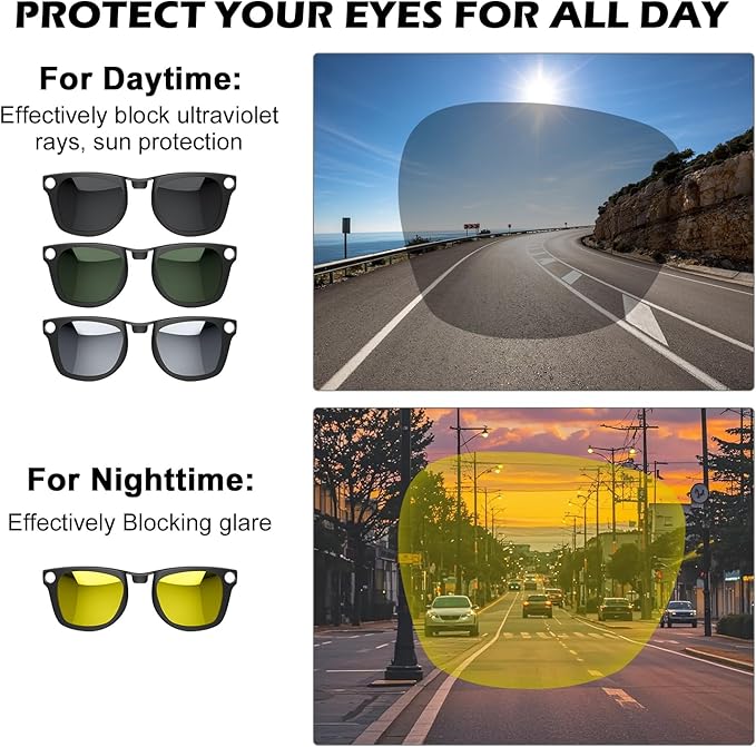 2PCS Polarized Clip for Ray-Ban Meta Wayfarer & Gen 2 (RW4006/RW4012, M Size,50-22), Discoloration Clip for Meta Wayfarer Gen 2 UV Protection, Smart Glasses Color Changing Clip Set (Black Gray+Orange)