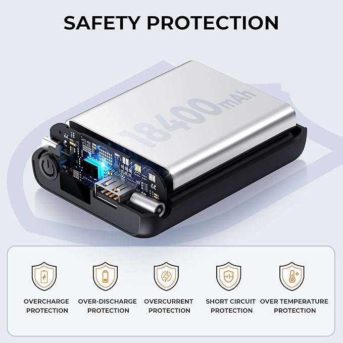 𝟭𝟮𝗩 𝟭𝟴𝟰𝟬𝟬𝗺𝗔𝗵 Heated Jacket Battery Pack - Power Bank with LED Display and 2 Adapter Cables for Wulcea, ULUSERN, Genovega, and Other Outdoor Heating Coat