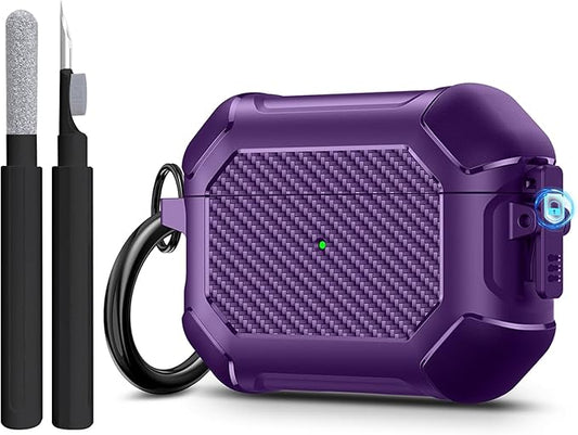 Maxjoy for AirPods Pro 3 Case (2025), Hard Shell Protective Cover Compatible with Airpods Pro 3rd Generation Cover Case with Keychain Cleaner Kit for Men Women, Purple