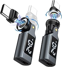USB C Magnetic Adapter PD 240W(2Pack), 9PIN USB C 90 Degree Adapter with LED Digital Display/360 &180 Degree Power Meter Tester for 1Phone 17/16/15, Ma-Book Pro/1Pad Series, Samsung, Tablet, Laptop - Image 1