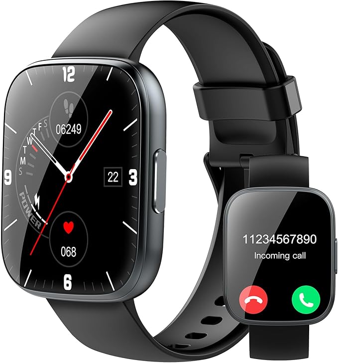 Smart Watches for Men Women, 1.95" HD Touchscreen Fitness Tracker with Bluetooth Calls, IP68 Waterproof, 120+ Sport Modes, 7-Day Battery, 24/7 Heart Rate & Sleep Monitor for Android iOS (Black)