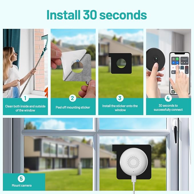 2K 3MP Window Security Camera 2-Pack Indoor Dome WiFi Full Color Night Vision Two-Way Audio Motion Detection Alexa