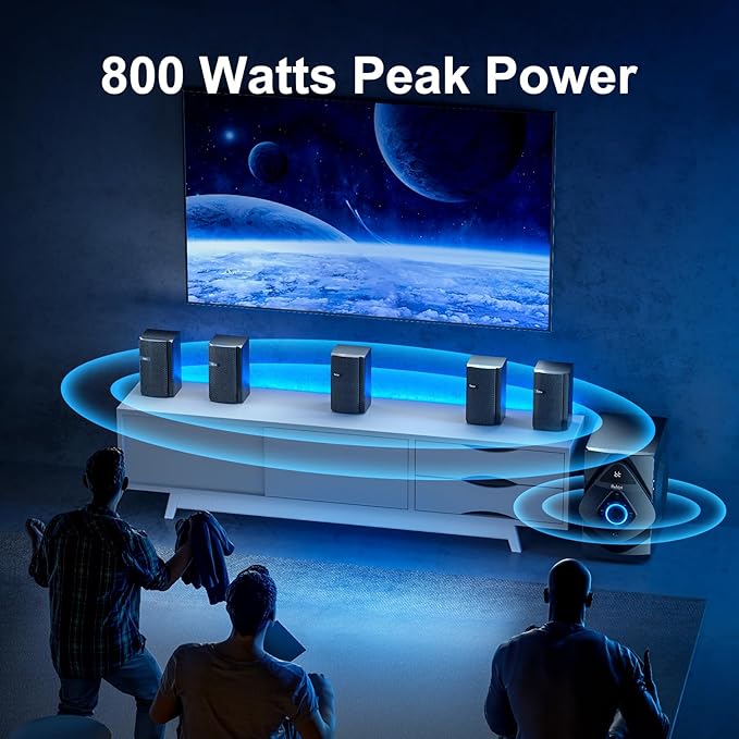 Bobtot Home Theater Wireless Rear Satellite Speakers - 800W 6.5inch Subwoofer 5.1/2.1 Channel Surround Sound Systems with ARC Optical Bluetooth Input