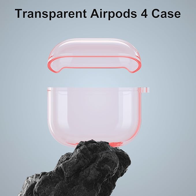 Valkit Compatible Airpods 4 Case Pink, Soft TPU AirPods 4th Generation Case Cover with Cleaner Kit, Shockproof Protective Case with Keychain for Apple AirPods 4 Gen Cases for Women Men - Clear Pink