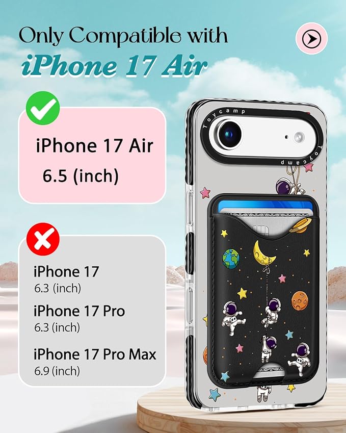 Toycamp for iPhone 17 Air Case - Compatible with Magsafe Credit Card Holder Wallet Magnetic Cute Women Teen Girls Kawaii Girly Unique Man Boys Design Phone Cover for Apple 17 Air