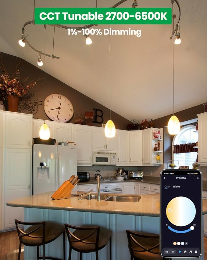 Smart WiFi MR16 LED Bulbs Dimmable, RGB MR16 LED Bulb Color Changing, GU5.3 Bi-pin 12V, Multicolor & CCT Tunable, Memory Function, Music Sync Compatible with Alexa, Google Assistant 2-Pack