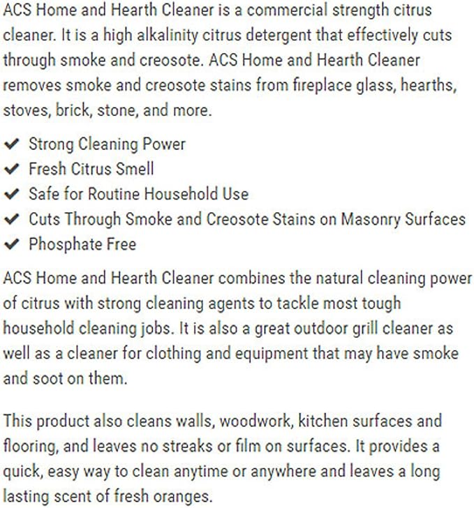 ACS Home & Hearth Cleaner - Biodegradable Citrus Spray for Glass, Grill, Stove - 22 Fl Oz