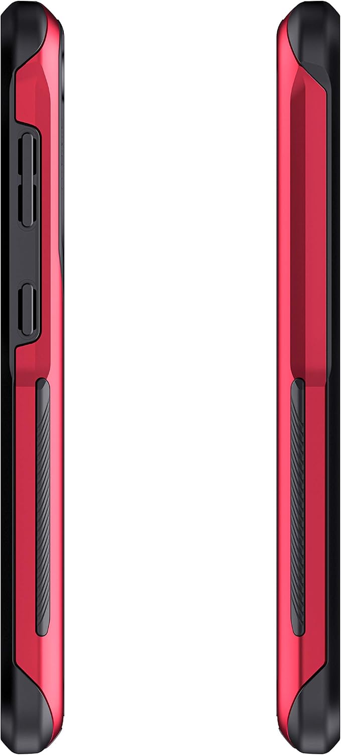 Ghostek ATOMIC slim S21 Case with Protective Aluminum Metal Bumper and Crystal Clear Back Design Heavy Duty Shock-Absorbent Protection Designed for 2021 Samsung Galaxy S 21 5G (6.2 Inch) (Phantom Red)