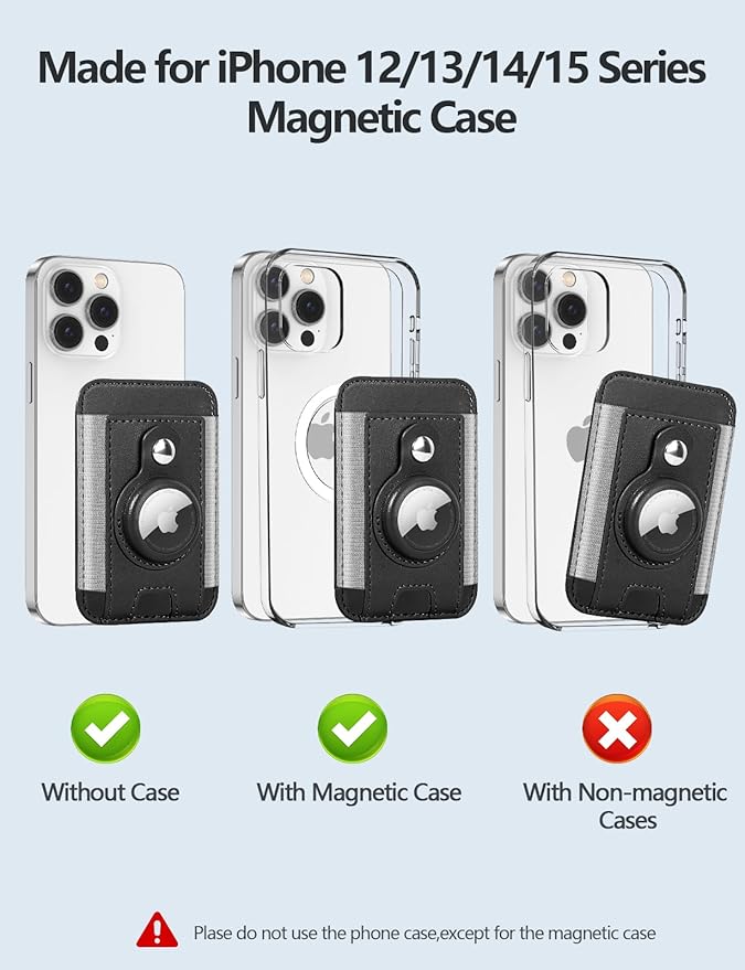ExtreLife For Magsafe Wallet with Airtag Holder, 6-Card Holder, Stronger Magnetic Card Holder for iPhone 17/16/15, iPhone 14/13/12 Series, Mag Safe Wallet, RFID Blocking, Not included Airtag, Black