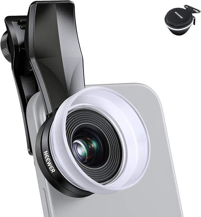 NEEWER 10X Macro Lens with 17mm Thread Clip and Detachable Diffuser Hood, Also for 17mm Threaded Phone Cage/Case/Clamp/Backplate, LS-28 PRO