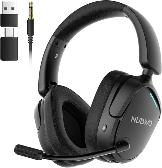 NUBWO Wireless Gaming Headset for PS5, PC, PS4 - Dual 2.4G & Bluetooth Simultaneous Gaming Headphones, EQ Sound Modes, Noise-Canceling Mic, 80-Hour Battery, Comfortable Foldable & Travel Design