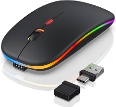 Bluetooth LED Wireless Mouse for MacBook Air iPad Pro Mac Laptop PC - Slim RGB Wireless Mouse, 3 Mode BT 5.2 & 2.4G USB-A/Type-C Connectivity Portable Mice with Jiggler Mode, Matte Black - Image 1