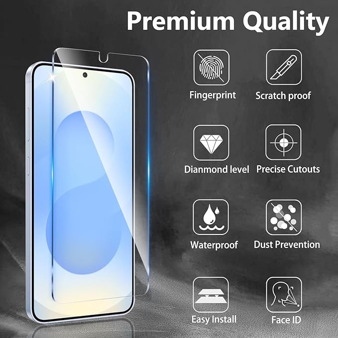 3 Pack Screen Protector Designed for Galaxy S25 with 3 Pack Tempered Glass Camera Lens Protector,Ultra HD Clear,9H Hardness,Easy Install - Case Friendly,Scratch Resistant