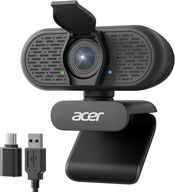 Acer A640 4K Webcam with AI Noise Canceling Mic for Streaming Meetings