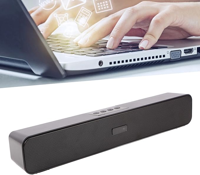 ASHATA PC Soundbar, Wired and Computer Speaker Home Theater Stereo Sound Bar, Bluetooth U Disk Memory Card FM Radio, for Desktop, Laptop, Tablet, Smartphone