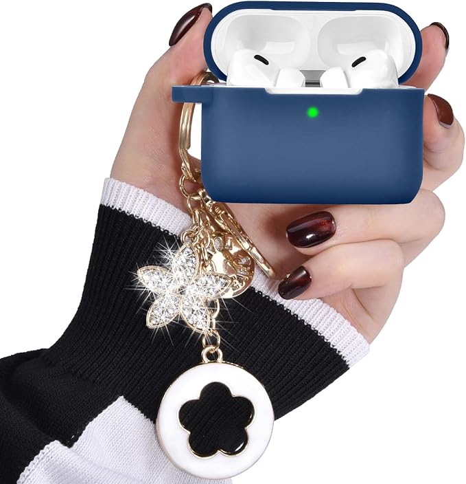 Case for Airpods Pro 1st 2nd Generation - VISOOM Airpods Pro 1/2 Cases Cover Women Silicone iPod Pro 2 Earbuds Wireless Charging Case Girl Bling Keychain for Apple Airpod Gen Pro 2