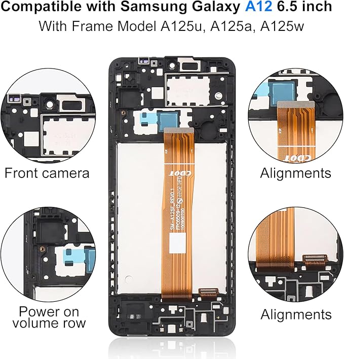 EFAITHFIX for Samsung Galaxy A12 Screen Replacement with Frame 6.5 Inch LCD Display Digitizer for Samsung A12 A125U S127DL A125A A125W Screen Replacement Kit Touch Screen Assembly with Repair Tool Kit