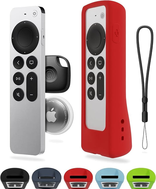 GripStand™ Apple TV Remote Cover, Scratch-Resistant Silicone Case Compatible with AirTag, Fits Siri Apple TV 4K/HD (2nd & 3rd Gen), Stand-Up Design, Enhanced Grip, Fiery Red by 73&Sunny